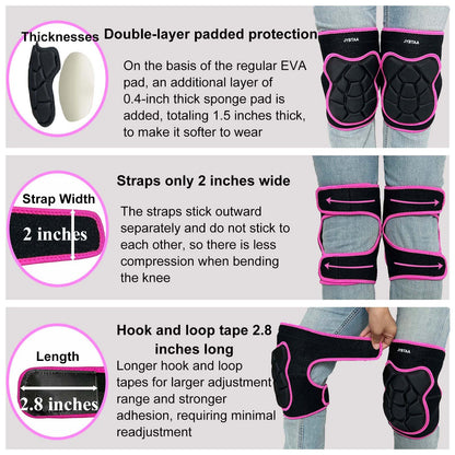 Men/Women Knee Pads, Garden Knee Cushion for Cleaning Floor, Waterproof Soft Knee Protector for Kneeling Crawling Work, Adjustable Flexible Foam Pad for Yard Tile Concrete for Worker, Rose Red L. (1 Pair)