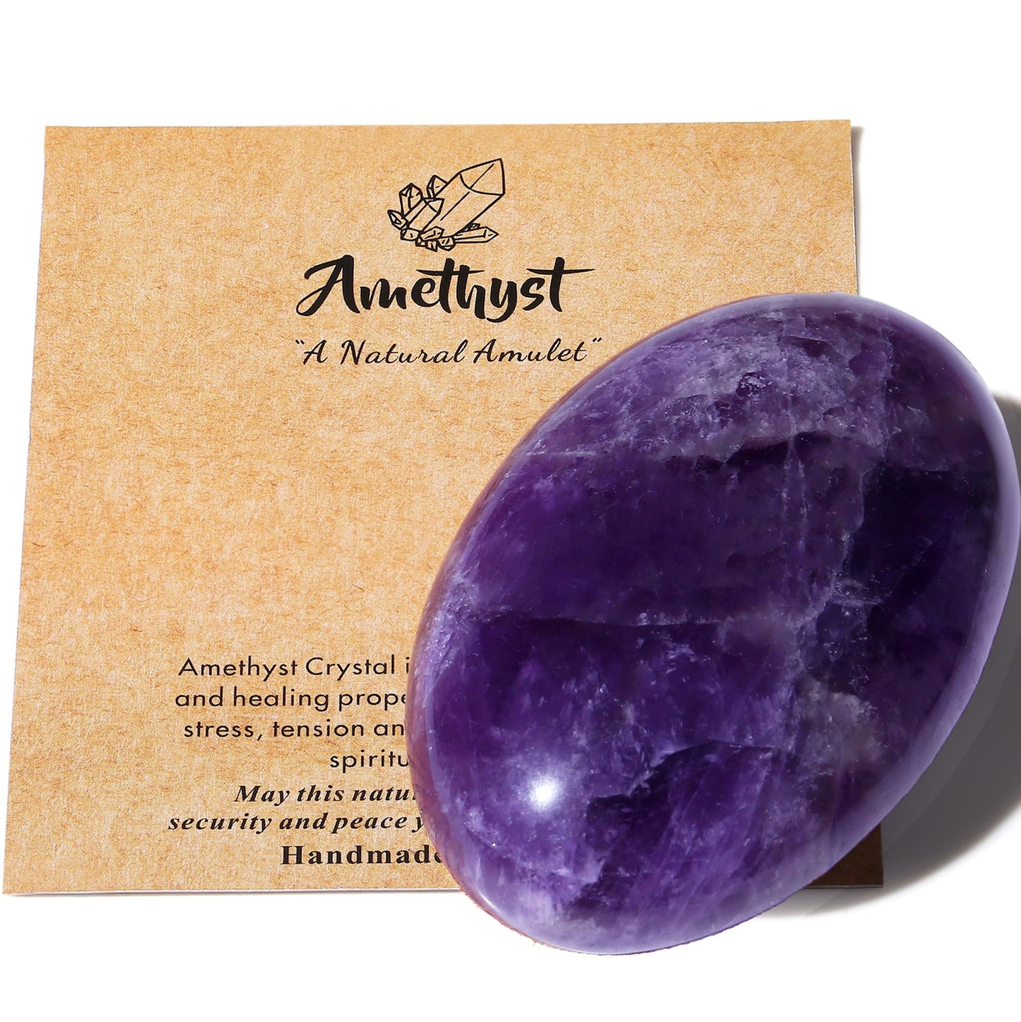 MAIBAOTA 2.4" Amethyst Crystal Healing Crystals Amethyst Stone 0.7" Thick Crystals and Healing Stones Natural Reiki Gemstone Worry Stone Energy Balancing Anxiety Stress Relief Meditation 1 Pc