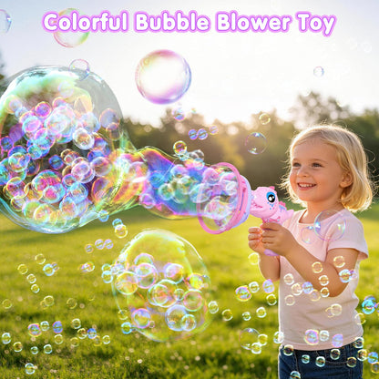 Dinosaur Bubble Gun for Kids - Bubble Machine with Bubble in Bubble, 1000+ Bubbles/Min Bubble Blower Toy, Toddler Outdoor Toys Birthday Easter for 3 4 5 6 7 8 Year Old Girls
