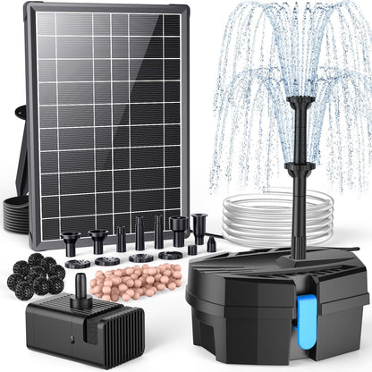 POPOSOAP Solar Pond Filter with Fountain Pump Kit, 8W Solar Water Fountain Pump, Solar Pond Pump for Outdoor Pond BirdBath Fountain Waterfall DIY Water Feature-P3081
