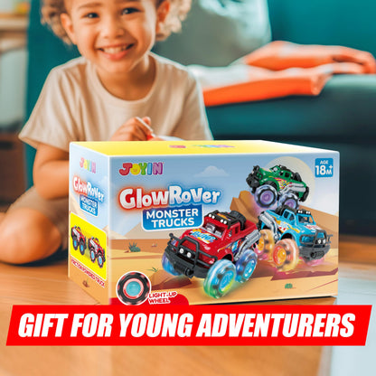 Vroomix JOYIN 3 Pack Monster Truck Toy - Toy Truck with Flashing LED Wheels - Light-Up Friction-Powered Cars for Toddlers - Boys Girls Birthday Gift