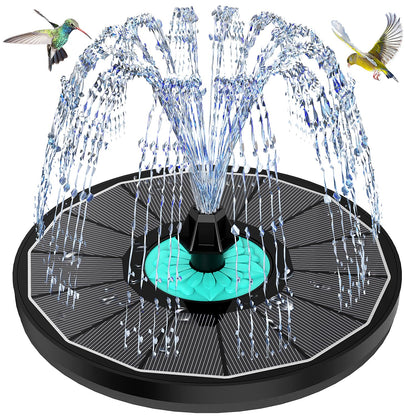 GAIZERL Solar Fountain Cyan Flower, Upgrade 3.5W Solar Bird Bath Fountains, Solar Powered Water Fountain with 7 Nozzles, 4 Fixed Pipes for Hummingbirds, Bird Bath, Garden, Pool, and Pond