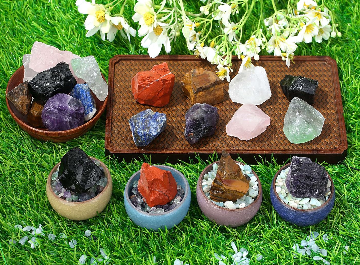 LAIDANLA 2" Tiger Eye Natural Rough Stones Crystal Large Raw Crystals Bulk Healing Cuarzo Gemstones for Reiki Healing Tumbling Fountain Rocks Wire Wrapping Decoration 4PCS 0.5lb