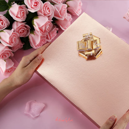 ROSEGLD 12 Gift Boxes with Lids - 11x8.5x1.5 Inches, Apparel Gift Boxes in Glossy Rose Gold with Grain Texture