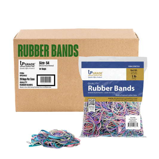 Upgrade Rubber Bands, Assorted Sizes & Light Colors, Non-Latex, 1 lb Bag, USA