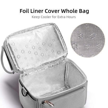 SUNVENO Breast Milk Cooler Bag with Detachable Insulation Box, Double-Layer Pumping Travel Bag for Work & Daycare, Fits Bottles, Ice Packs and Pump Parts,Grey