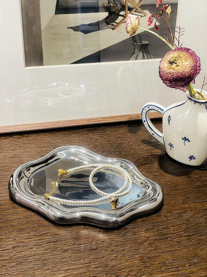 JungleRed Jewelry Tray, Ceramic Tray, Trinket Dish, Cloud Jewelry Dish, Ring Key Dish, Birthday, Mother's Day, Christmas, Thanksgiving Gifts for Women Friends(Silver), Silvery