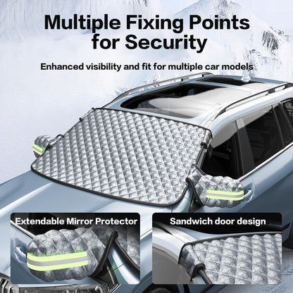 AUTOWOEL Windshield Snow Cover for Winter - Custom Fit Graphene Car Windshield Cover Outside for Ice, Snow & Hail Protection | Frost Guard with Storage Bag for SUV and Sedan (Small)