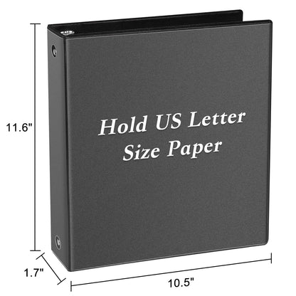 CIXILDTS 1-inch 3 Ring Binder Fit US Letter Size Paper, 1" Slant D Ring Binders, Presentation View Binder with 2 Pocekts, 12-Pack,Black