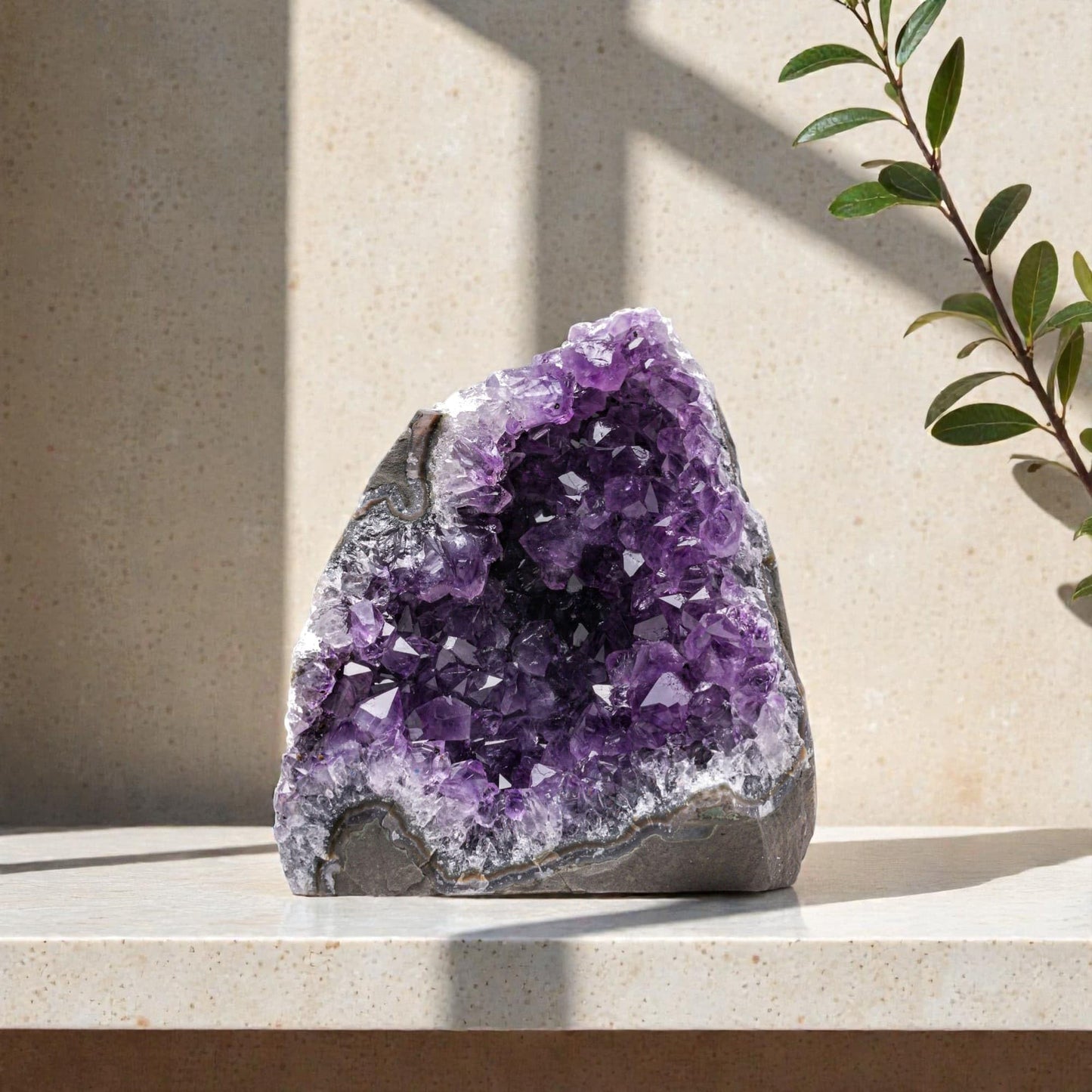 EMPORION Natural Amethyst (2 lb to 3 lb) - 4" to 7" Height - Crystal Clusters Stone from Uruguay Raw Geode Quartz - Deep Purple Color
