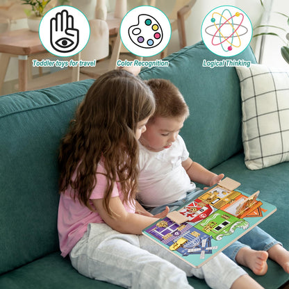 WoodTrove Wooden Activity Board, Wooden Latches Busy Board, Montessori Busy Board, Fine Motor Skills, Educational Preschool Learning Toy for Toddlers 3+