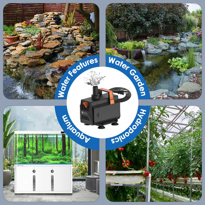 AquaMiracle 600GPH Submersible Water Pump Pond Pump(2270L/H, 35W), Water Fountain Pump Aquarium Water Pump with Flow Control for Fish Tank, Waterfall, Statuary, Filtration, Water feature, Hydroponics