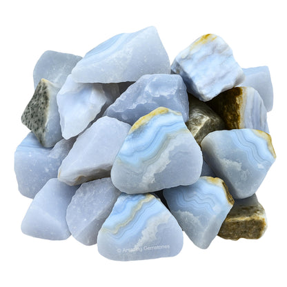 Amazing Gemstone Blue Lace Agate Raw Crystals and Healing Stones, Natural Rocks for Tumbling - DIY Raw Stones and Crystals, 2 Pieces