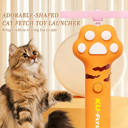 Cat Fetch Toy Launcher,Flying Disc Launcher Toy Rechargeable with 10 Flying Discs,Flying Cat Toy Disc Launcher for Kitten Dog Playing Interactive Hunting Tracking Toys for Outdoor Indoor,Orange
