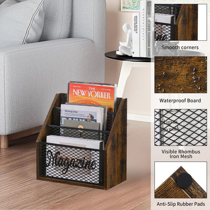 YINMIT Magazine Holder, Stepped 3 Tier Magazine Rack Floor, Magazine Storage Basket, Folder Organizer Bin for Magazines,Books,Newspapers,Tablets