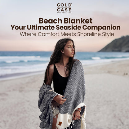 Gold CASE Turkish Beach Towel Set of 4 – 100% Cotton Large Turkish Bath Towels 67 x 38'' – Zeus Extra Large, Quick Dry & Sand Free Towels – Peshtemal for Pool – Aqua