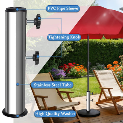 Blissun Umbrella Base Stand Replacement Tube, Stainless Steel Umbrella Base Pole, Heavy-Duty Universal Parasol Base Replacement Parts for Outdoor Patio, Garden, Balcony (Stainless Steel Finish)