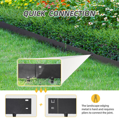 5PCS Steel Landscape Edging 39 x 7Inch (4 Inch Metal Strips + 3inch Nail) Black Garden Edging Border Length Flexible Landscape Edging Anchoring Stakes