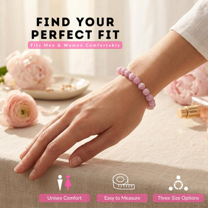 Cherry Tree Collection Kunzite Beaded Bracelet – Genuine 8mm Gemstone Stretch Bracelet for Men & Women – Handmade Crystal Bracelet - (Kunzite - S)