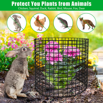 RGJ 5 Pack Plant Protector from Animals, 13x12 inch Wire Plant Cages Mesh Plant Cage Garden Plant Protector, Sturdy Bunny Barricades Chicken Wire Cloche Plant Protectors for Keeping Bunny Animals Out