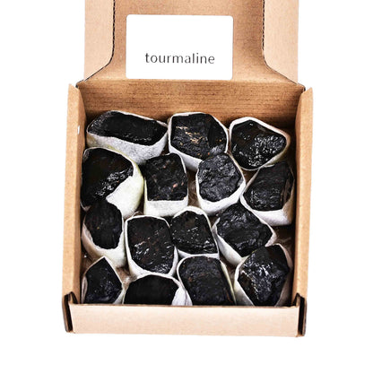 JIC Gem 12-16Pcs 0.7 Lbs Irregular Shape Black Tourmaline Raw Crystal Bulk Natural Black Tourmaline Quartz Crystals and Healing Stones,Madagascar Gemstone Rough Stones Crystal Bulk