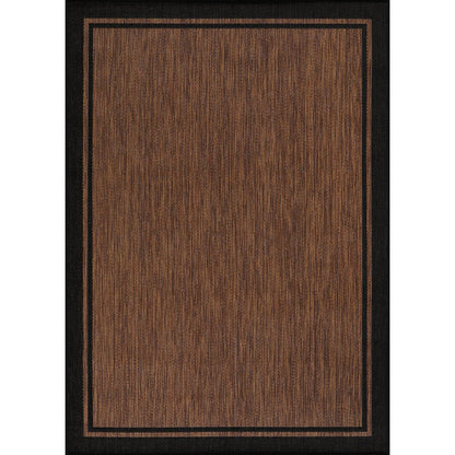 CAMILSON Indoor Outdoor Rug, 8x10 Bordered Nut Brown Black Modern Area Rugs for Indoor and Outdoor Patios, Kitchen and Hallway Mats, Washable Porch Deck Outside Carpet (Bordered Nut Brown, 8 x 10)