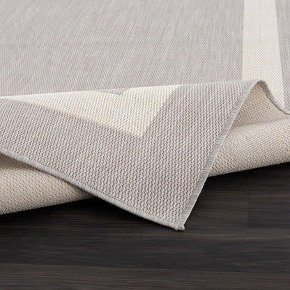 CAMILSON Outdoor Rug 8x10,Modern Outside Rugs for Patios Porches Waterproof Durable Washable Non-Shedding, Easy-to-Clean Indoor Outdoor Area Carpet (8 x 10, Bordered - Gray/White)