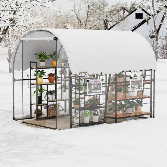 Greenhouses for Outdoors, 8.2 x 6.6 x 6.6 ft Premium Walk-in Greenhouse with Heavy-Duty Steel Frame & Watering System – Portable Outdoor Garden Hoop House for Year-Round Planting