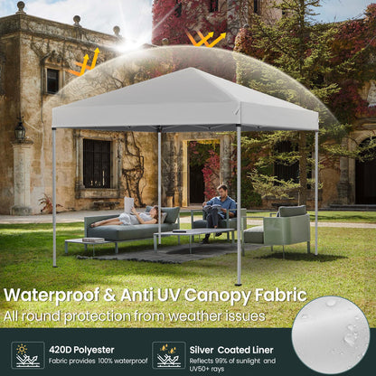 PHONWHON Shades 10x10 Pop Up Canopy, Heavy Duty Beach Tent with Carrying Bag for Easy Moving, Sun Shelter for Parties, Events, Camping, Outdoor Gazebo with 420D PU Coated Waterproof White Fabric