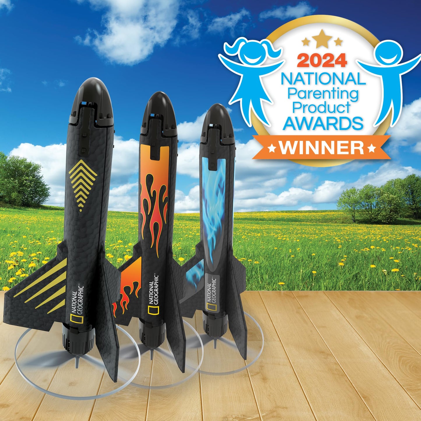 National Geographic Rocket Launcher - Motorized Air Rocket Toy with Patented Design, Launch up to 200 Feet, Outdoor Toys & Model Rockets, Gifts for Kids Ages 8-12, Space Toys