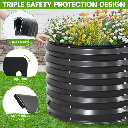 Galvanized Raised Garden Bed Outdoor |17'' Tall Planter Box Outdoor for Deep Root Plants | 2Pcs Raised Bed Kit for Gardening with Rubber Strip for Vegetables Flowers Fruits (Darkgrey, 4x2x1.4FT)