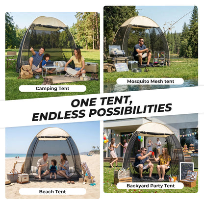 Alvantor® Pop Up Screen House Tent, 7'x4' Instant Camping Screen Room, Screen Gazebo Canopy for Patios/Deck/Backyard, Portable Mesh Tent with Shade Cloths, Easy Set Up, 2-3 Person