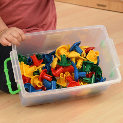 Constructive Playthings Mega Pegboard – 100 Oversized Pegs with Stand & Storage | STEM Manipulative for Math, Science & Special Needs