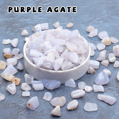 500 pcs Natural Chip Stone Beads, Purple Agate 5-8 mm Irregular Gemstones Healing Crystal Loose Rocks Bead Hole Drilled for Jewelry Making Bracelet