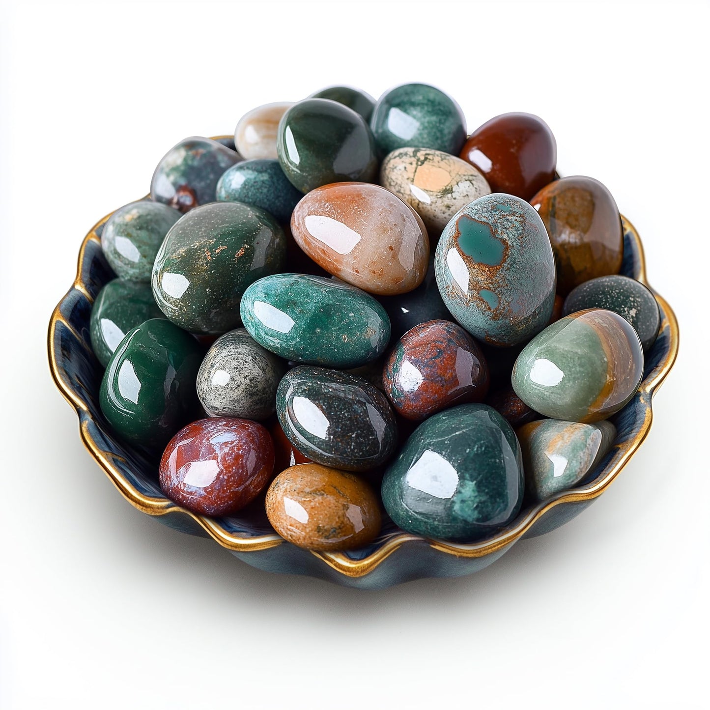 SigMntun Polished Stone Set Ocean Jasper Crystals, 0.8" Handpicked Tumbled Gemstones Rocks, Pebbles for Reiki, Chakra, Healing, Home Decor
