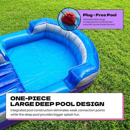 POP JUMP 13ft Tall Topical Inflatable Water Slide with Pool- 22ft Long, 100% PVC Vinyl, Commercial Reinforced, Backyard Summer Play, Wet/Dry Fun, Front Entry for Easy Supervision, Includes Blower