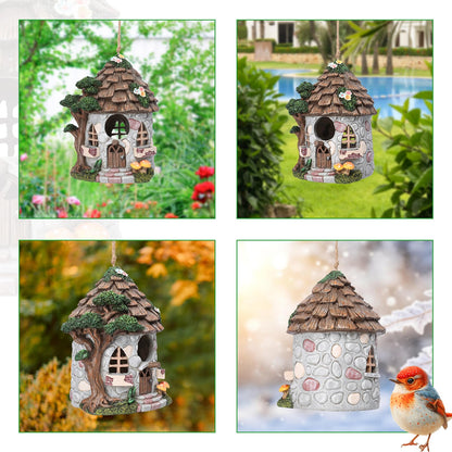 Yinns Resin Bird House for Outside, Birdhouses for Outdoors Wild Bird Nesting, Decorative Stone Bird Houses for Yard Garden Decor, Water Proof