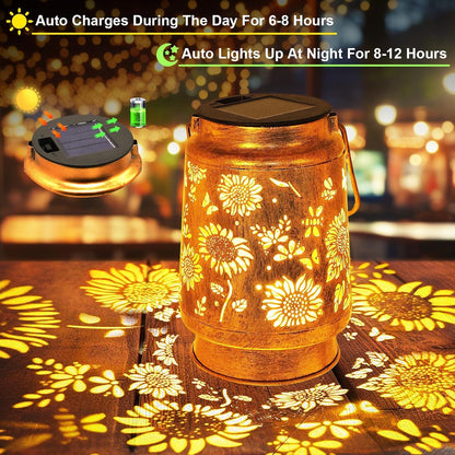 Sunflower Solar Lanterns Outdoor with Shepherd Hook, Birthday Gift Mothers Day Gift for Women Mom Grandma Wife Daughter, Waterproof LED Hanging Lights, Decor for Yard Garden Patio Porch Lawn Tabletop