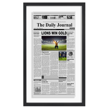 Americanflat 15x26 Newspaper Frame with Shatter-Resistant Glass - Use as 11x22 Newspaper Frame - Signature Float Collection - Engineered Wood Molding - Floating Frames for Wall Display - Black