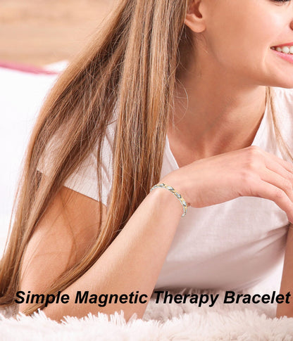 UtenoTureH Magnetic Bracelet for Women for Arthritis, Stainless Steel Bracelets with 3500 Gauss Magnet, Jewelry with Adjustable Tools (B(Silver to Gold))