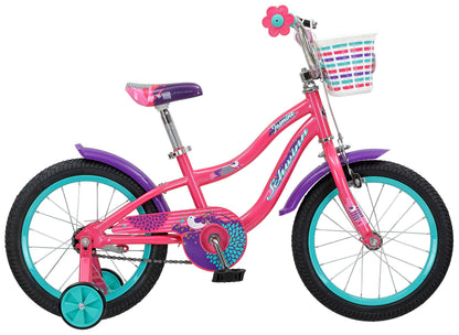 Schwinn Jasmine Kids Bike with Training Wheels, 16-Inch Wheels, Front Basket, Coaster and Hand Brakes, Pink