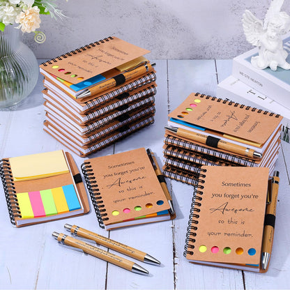 40 Sets Employee Appreciation Gifts Inspirational Spiral Notebooks with Sticky Notes Notepads Thank You Bamboo Ballpoint Pens Bulk for Coworker Nurse Teacher (SOMETIMES)