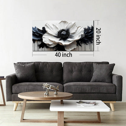 HUBOSKN Flower Canvas Wall Art for Living Room - Black and White Wall Art for Bedroom - Modern Wall Decor for Bedroom Women Size 20" x 40"