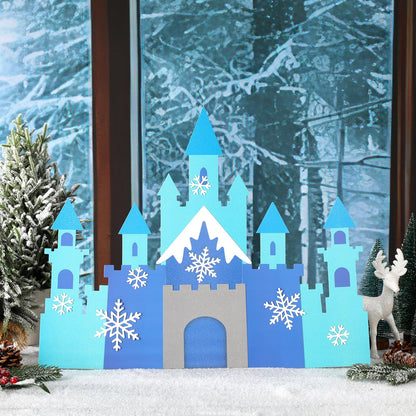 Harloon 19.7 x 23.6 Inch Snowflake Castle Table Centerpiece Glitter Winter Themed Party Table Decorations for Princess Snowflake Themed Winter Birthday Party Supplies