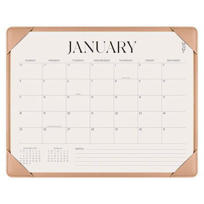Simplified Desk Calendar 2026-2027 with Desktop Mat, Desk Pad Calendar from January 2026 to June 2027, 14 x 11 Inch, Desk Blotter Calendar for Home Office and School, Easy Planning, Apricot