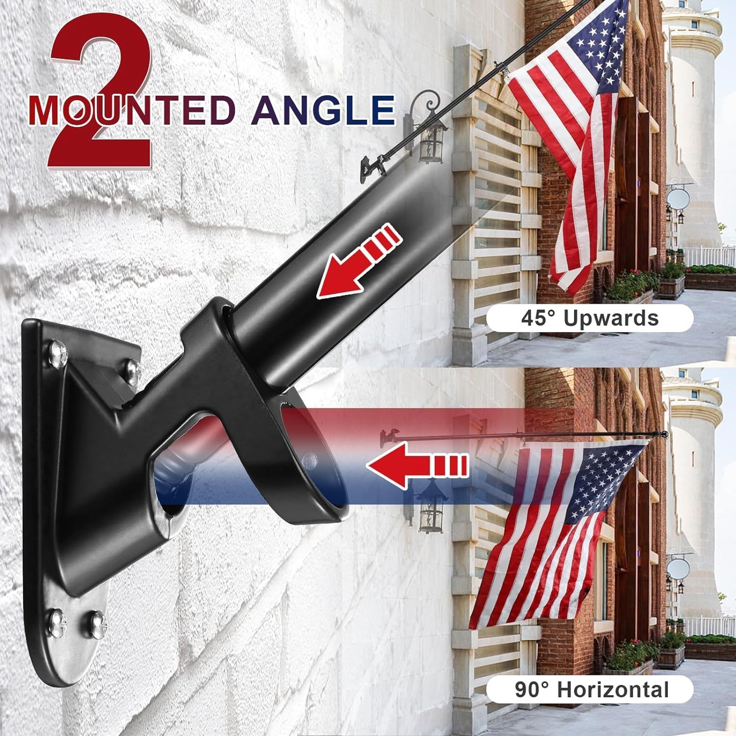 Barcetine Flag Pole Kit with 3x5 US Flag - Includes 5ft Heavy Duty Tangle Free Flagpole,Weather Resistant 3x5 Embroidered American Flag,Aluminum Holder Bracket,for Outside House,Porch,Outdoor