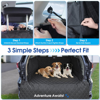 ALLANSING Extra Long SUV Cargo Liner for Dogs - Heavy-Duty 900D Oxford Waterproof Pet Cargo Protector with All-Round Protection & TPU Suction Cups, Fits Full-Size SUVs and Minivans