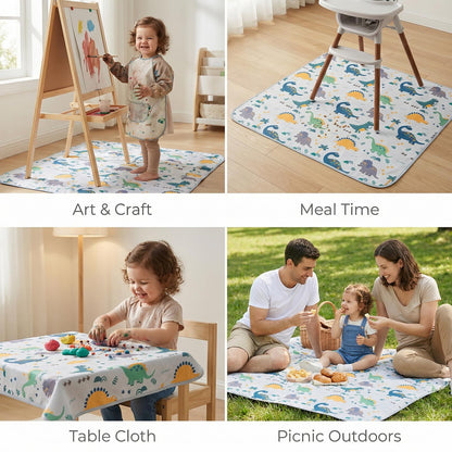 Splat Floor Mat for Under High Chair/Arts/Crafts by CLCROBD, 51" Waterproof Anti-Slip Food Splash Spill Mess Mat, Washable Portable Picnic Mat and Table Cloth