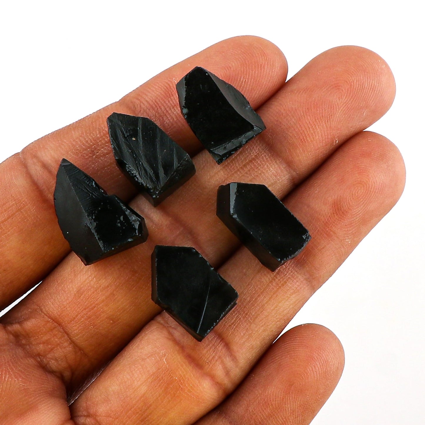 CRYSTALINES 5pcs Wholesale Natural Raw Black Onyx Gemstone, Untreated Rough Stone, Bulk Loose Supplies, DIY Crafts, Jewelry Making, Healing Crystals, Birthstone, Gem Collection, AAA Grade