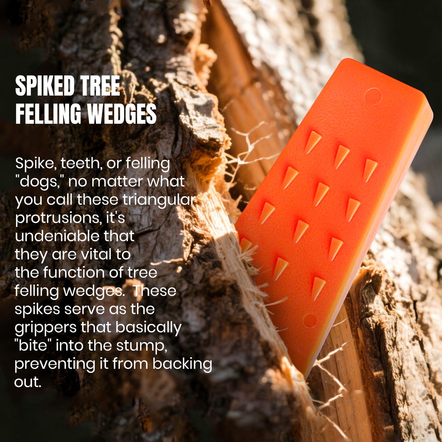 6 Pack Tree Felling Wedges with Spikes for Safe Tree Cutting – 3 Each of 8” and 5.5” Wedges with Storage Bag; 6 Felling Dogs to Guide Trees Stabilize and Safely to Ground for Loggers and Fallers